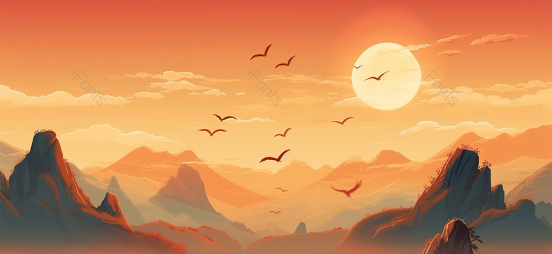 中国风山太阳水墨画插画背景,插画/手绘图,插画/手绘图库,插画/手绘图下载,插画/手绘